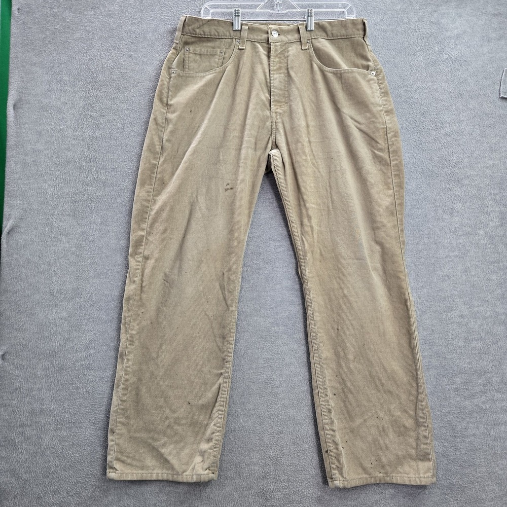 Levi's 569 Men Jeans 34X30 Beige Straight Logo Button‎ Corduroy 30" Inseam READ